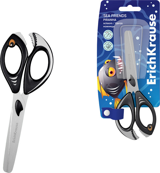 Изображение товара Ножницы канцелярские Erich Krause Sea Friends Piranha / 60870 (черный)