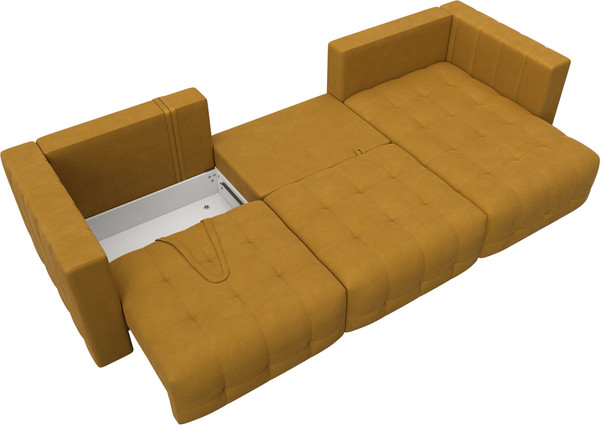 Изображение товара Диван угловой Лига Диванов Лига-052 НПБ Лонг угол универсальный / 128830 (велюр Brut 10 желтый)