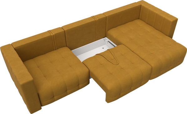 Изображение товара Диван угловой Лига Диванов Лига-052 НПБ Лонг угол универсальный / 128830 (велюр Brut 10 желтый)