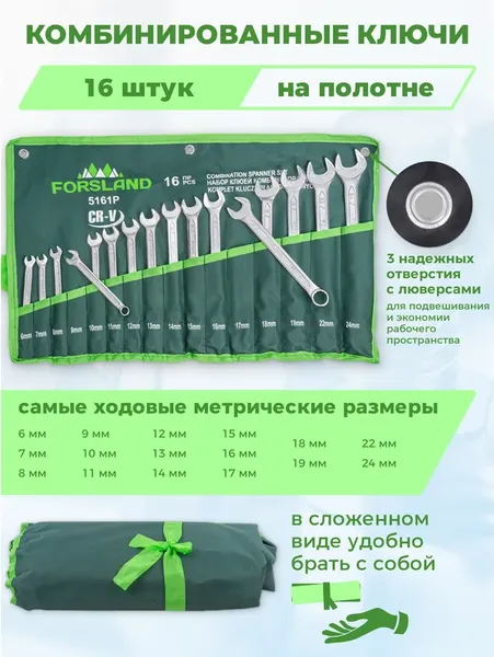 Изображение товара Набор ключей Forsland 5161P (55045)