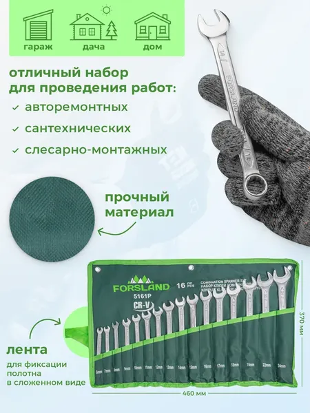 Изображение товара Набор ключей Forsland 5161P (55045)