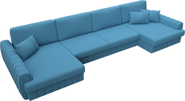 Изображение товара Диван П-образный Лига Диванов Лига-057 НПБ Лонг / 129324 (рогожка Амур 10 голубой)