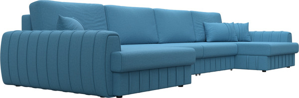 Изображение товара Диван П-образный Лига Диванов Лига-057 НПБ Лонг / 129324 (рогожка Амур 10 голубой)
