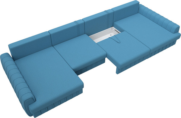 Изображение товара Диван П-образный Лига Диванов Лига-057 НПБ Лонг / 129324 (рогожка Амур 10 голубой)