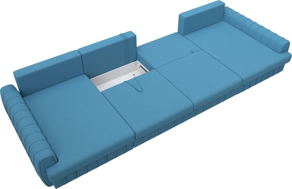 Изображение товара Диван П-образный Лига Диванов Лига-057 НПБ Лонг / 129324 (рогожка Амур 10 голубой)
