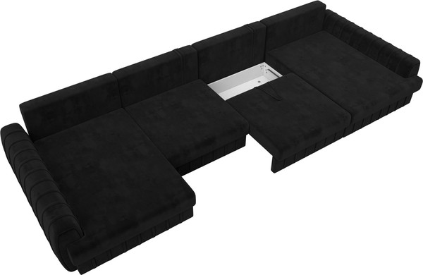 Изображение товара Диван П-образный Лига Диванов Лига-057 НПБ Лонг / 129331 (велюр Seven 35 черный)