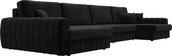 Изображение товара Диван П-образный Лига Диванов Лига-057 НПБ Лонг / 129331 (велюр Seven 35 черный)