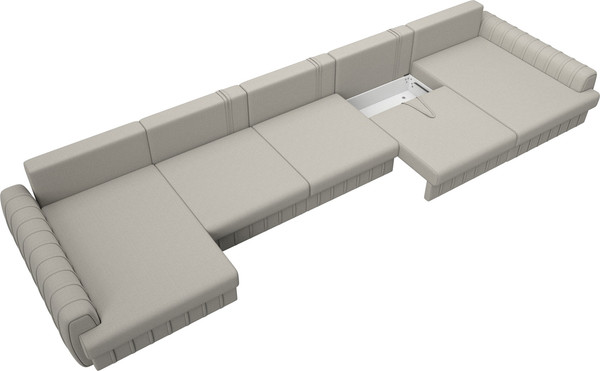 Изображение товара Диван П-образный Лига Диванов Лига-057 НПБ МегаЛонг / 129350 (рогожка Амур 02 бежевый)