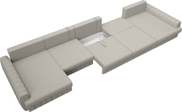 Изображение товара Диван П-образный Лига Диванов Лига-057 НПБ МегаЛонг / 129350 (рогожка Амур 02 бежевый)