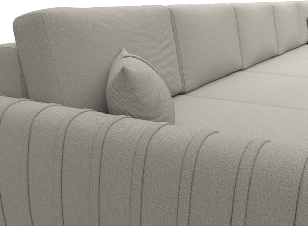 Изображение товара Диван П-образный Лига Диванов Лига-057 НПБ МегаЛонг / 129350 (рогожка Амур 02 бежевый)