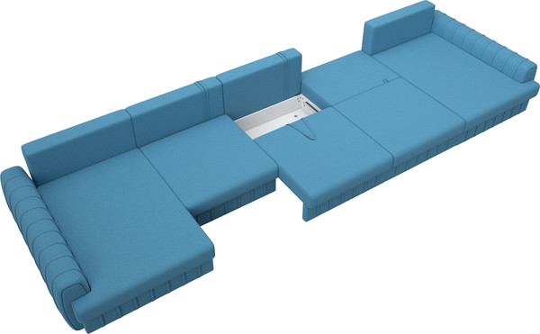 Изображение товара Диван П-образный Лига Диванов Лига-057 НПБ МегаЛонг / 129353 (рогожка Амур 10 голубой)