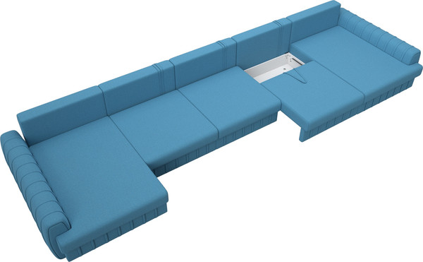 Изображение товара Диван П-образный Лига Диванов Лига-057 НПБ МегаЛонг / 129353 (рогожка Амур 10 голубой)