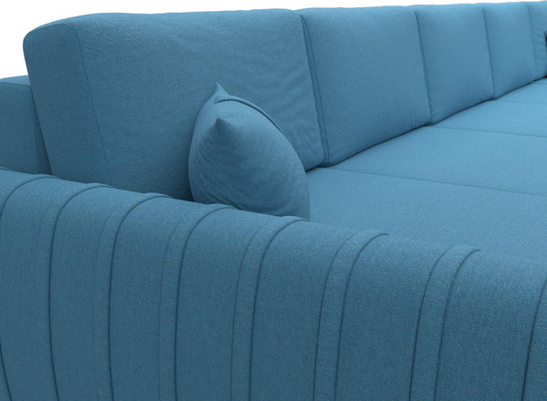 Изображение товара Диван П-образный Лига Диванов Лига-057 НПБ МегаЛонг / 129353 (рогожка Амур 10 голубой)