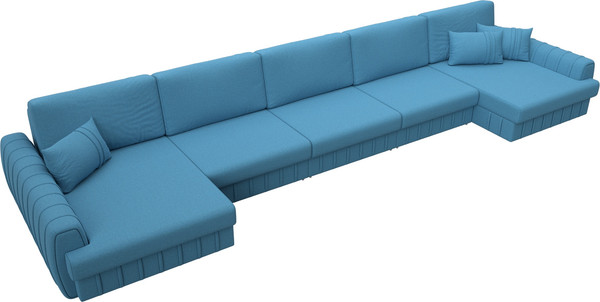 Изображение товара Диван П-образный Лига Диванов Лига-057 НПБ МегаЛонг / 129353 (рогожка Амур 10 голубой)
