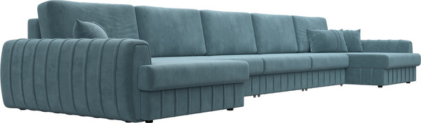 Изображение товара Диван П-образный Лига Диванов Лига-057 НПБ МегаЛонг / 129356 (велюр Seven 113 бирюзовый)
