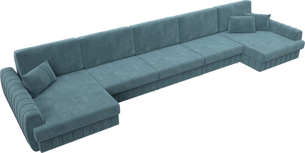 Изображение товара Диван П-образный Лига Диванов Лига-057 НПБ МегаЛонг / 129356 (велюр Seven 113 бирюзовый)