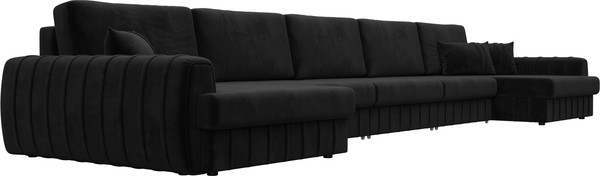 Изображение товара Диван П-образный Лига Диванов Лига-057 НПБ МегаЛонг / 129360 (велюр Seven 35 черный)