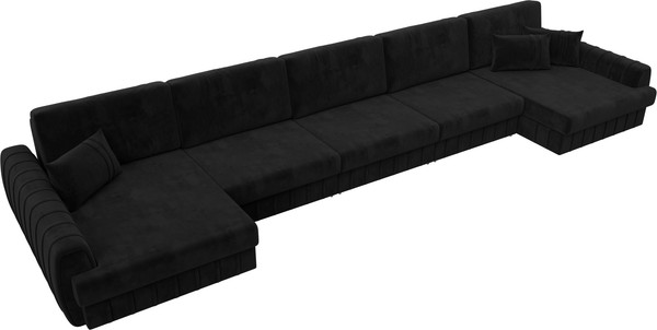 Изображение товара Диван П-образный Лига Диванов Лига-057 НПБ МегаЛонг / 129360 (велюр Seven 35 черный)