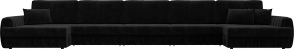 Изображение товара Диван П-образный Лига Диванов Лига-057 НПБ МегаЛонг / 129360 (велюр Seven 35 черный)