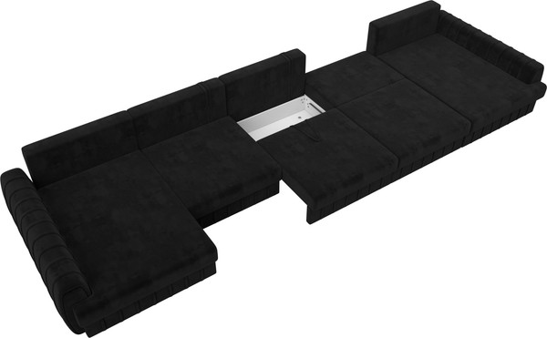 Изображение товара Диван П-образный Лига Диванов Лига-057 НПБ МегаЛонг / 129360 (велюр Seven 35 черный)