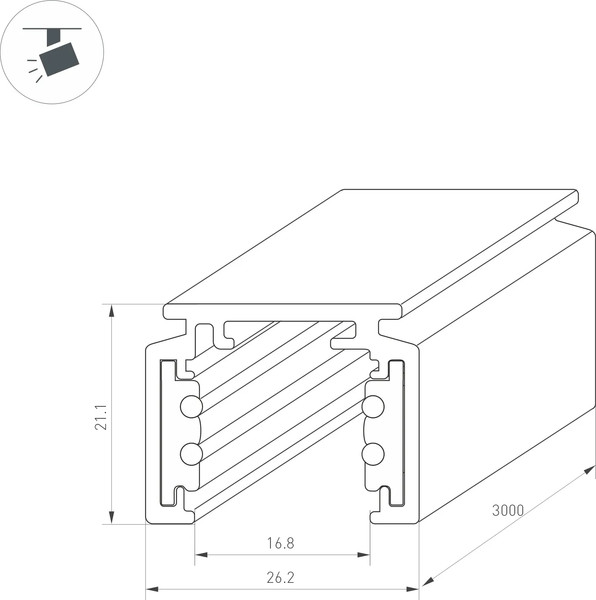 Изображение товара Шинопровод Arlight MAG-ORIENT-TRACK-2620-3000 BK / 036785