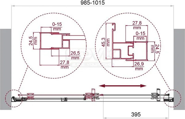 Изображение товара Душевая дверь BelBagno Luce-BF-1-100-C-ORO
