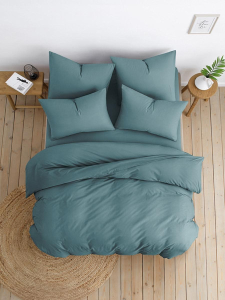 Изображение товара Комплект постельного белья Ночь нежна Темно-бирюзовый Евро 50x70 / 815