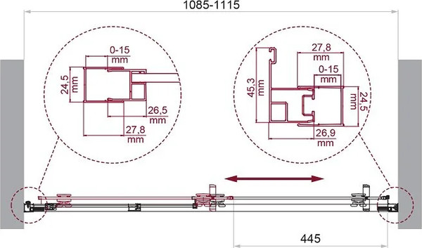 Изображение товара Душевая дверь BelBagno Luce-BF-1-110-C-ORO