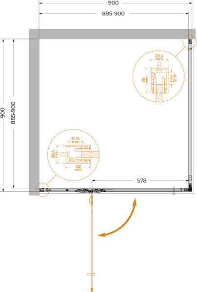 Изображение товара Душевой уголок Cezares LINER-A-1-90-C-GM-L