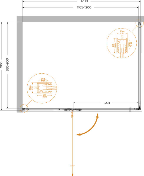 Изображение товара Душевой уголок Cezares LINER-AH-1-120/90-C-GM-L