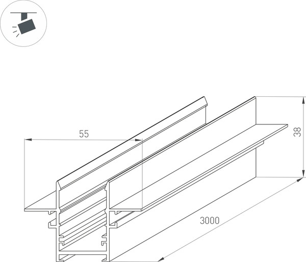 Изображение товара Шинопровод Arlight MAG-TRACK-2538-FDW-3000 BK 5LN / 046286