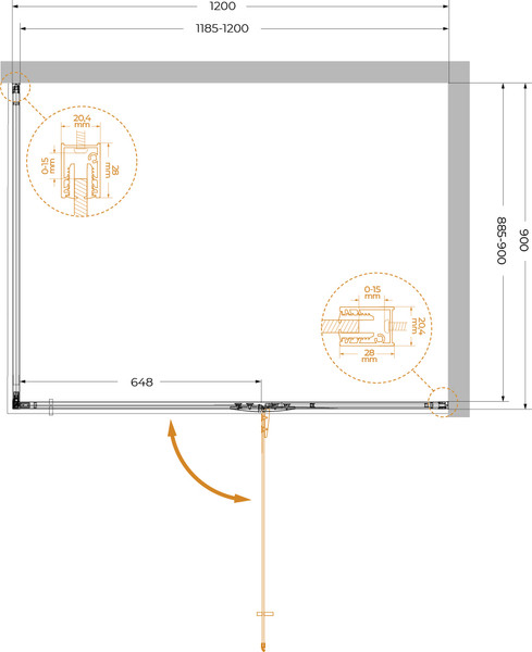 Изображение товара Душевой уголок Cezares LINER-AH-1-120/90-C-GM-R