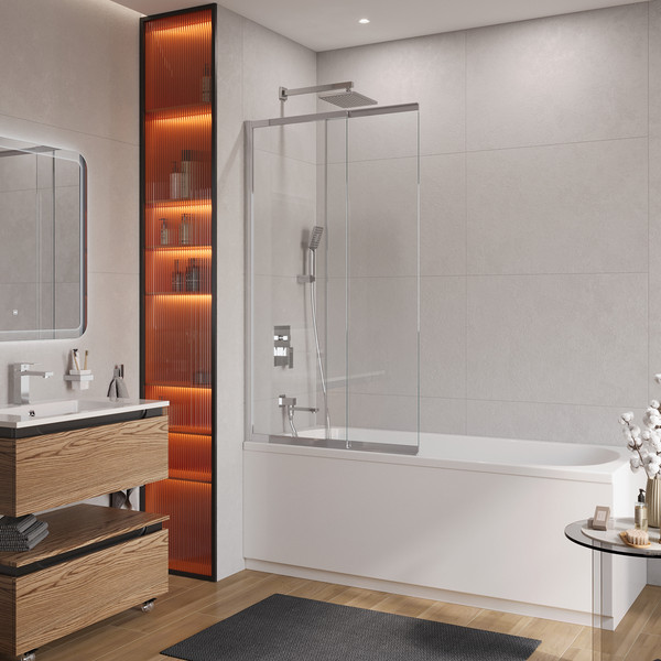 Изображение товара Стеклянная шторка для ванны Cezares SLIDER-FIX-VF-11-100/150-C-Cr