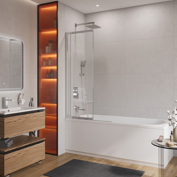 Изображение товара Стеклянная шторка для ванны Cezares SLIDER-FIX-VF-11-100/150-C-Cr