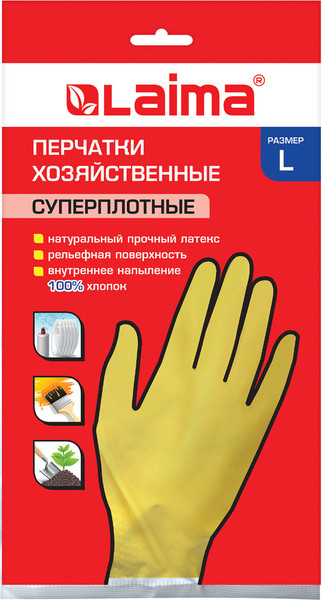 Изображение товара Перчатки хозяйственные Laima Премиум / 600272 (L)