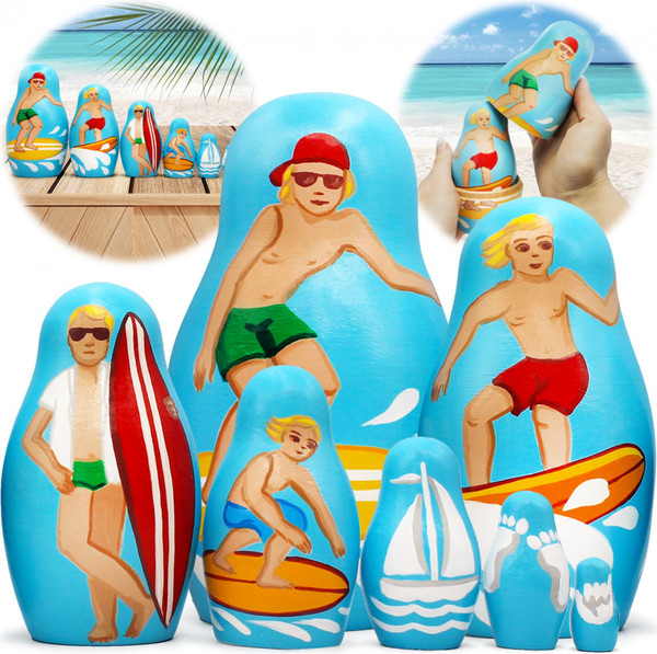 Изображение товара Матрешка сувенирная Брестская Фабрика Сувениров С серферами / 7337