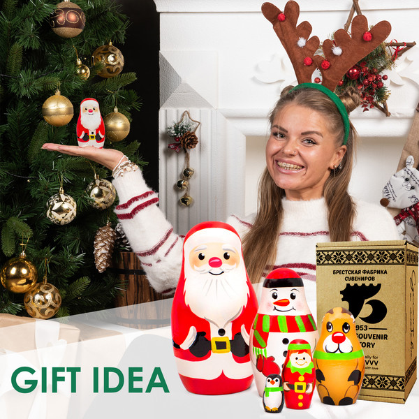 Изображение товара Матрешка сувенирная Брестская Фабрика Сувениров Рождественские матрешки / 5320