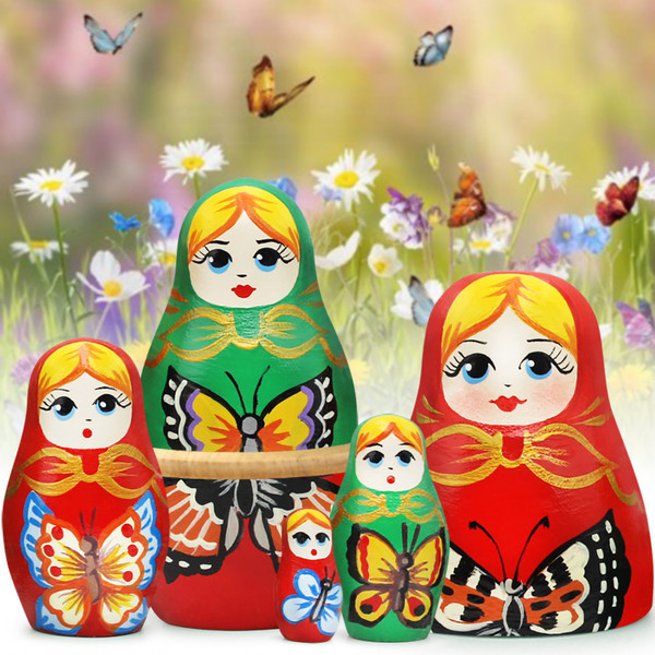 Изображение товара Матрешка сувенирная Брестская Фабрика Сувениров С бабочками / 5068 (5шт)