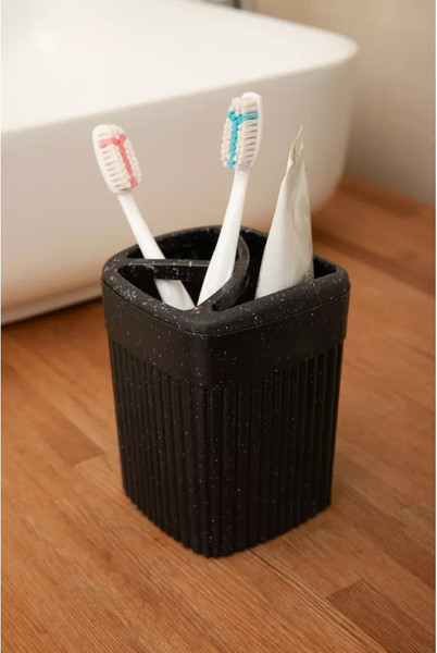 Изображение товара Стакан для зубной щетки и пасты Бытпласт Velvet / 433239550 (черный гранит)