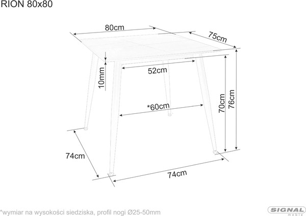 Изображение товара Обеденный стол Signal Rion 80x80 (черный/черный)