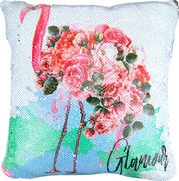 Изображение товара Наволочка декоративная Домашняя мода Фламинго 1 (39х39, рисунок/серебро)