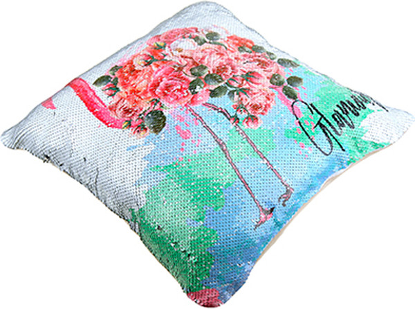 Изображение товара Наволочка декоративная Домашняя мода Фламинго 1 (39х39, рисунок/серебро)