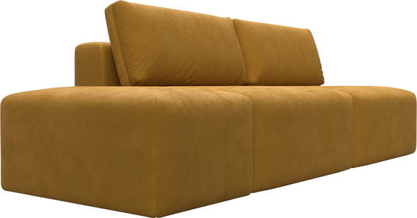 Изображение товара Комплект мягкой мебели Лига Диванов Лига-060 НПБ с пуфом / 129669 (велюр Brut 10 желтый)