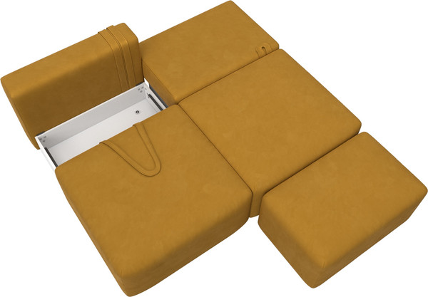 Изображение товара Комплект мягкой мебели Лига Диванов Лига-060 НПБ с пуфом / 129669 (велюр Brut 10 желтый)