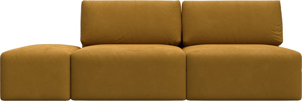 Изображение товара Комплект мягкой мебели Лига Диванов Лига-060 НПБ с пуфом / 129669 (велюр Brut 10 желтый)
