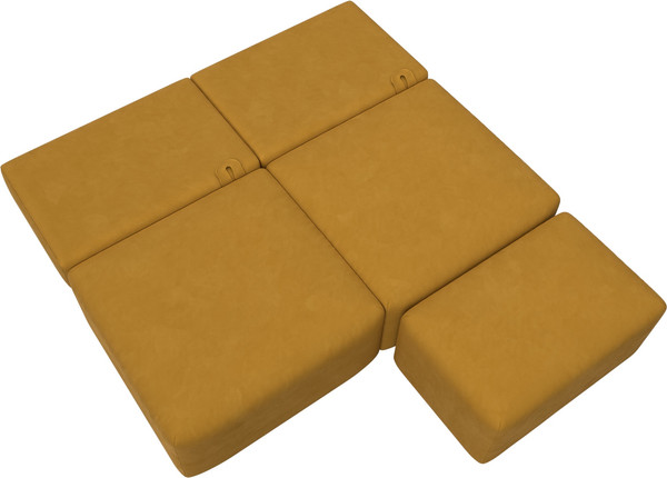 Изображение товара Комплект мягкой мебели Лига Диванов Лига-060 НПБ с пуфом / 129669 (велюр Brut 10 желтый)