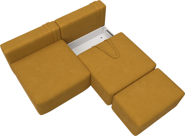 Изображение товара Комплект мягкой мебели Лига Диванов Лига-060 НПБ с пуфом / 129669 (велюр Brut 10 желтый)