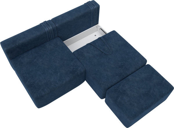 Изображение товара Комплект мягкой мебели Лига Диванов Лига-060 НПБ с пуфом / 129672 (велюр Brut 11 синий)