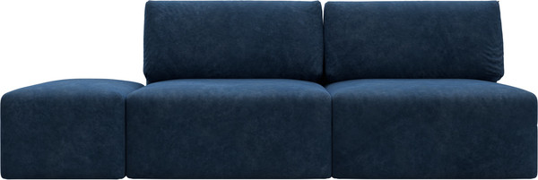 Изображение товара Комплект мягкой мебели Лига Диванов Лига-060 НПБ с пуфом / 129672 (велюр Brut 11 синий)