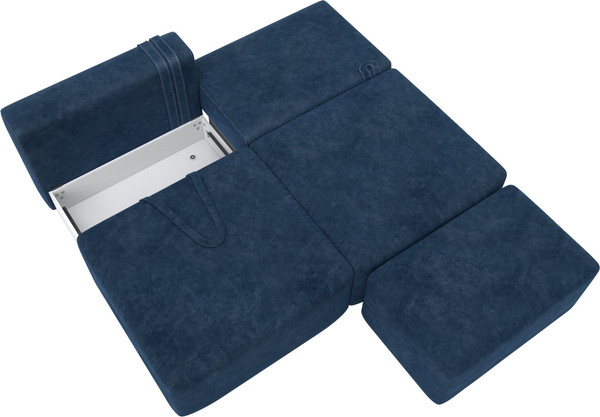 Изображение товара Комплект мягкой мебели Лига Диванов Лига-060 НПБ с пуфом / 129672 (велюр Brut 11 синий)